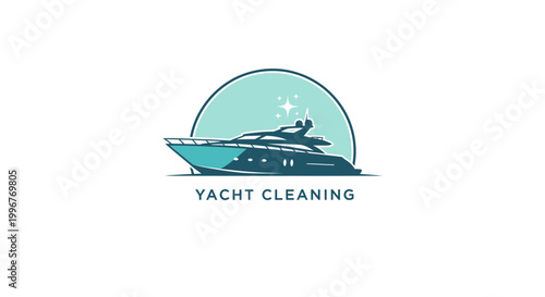 Luxury Yacht Cleaning Service Logo Design.