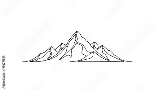 Minimal continuous line mountain icon vector single line illustration