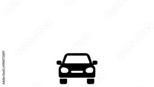 Minimal Black Car Moving Animation on White Background