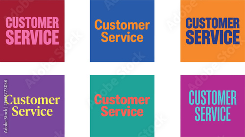 Colorful customer service support icons on white background