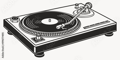 Fotografía Professional dj turntable for vinyl record mixing with turntable technics electr