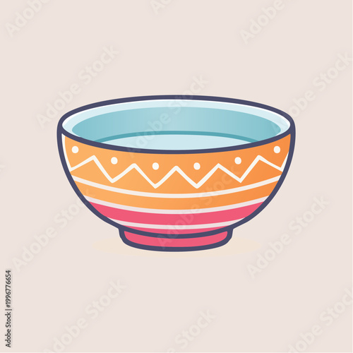 Colorful Decorative Bowl Filled with Water