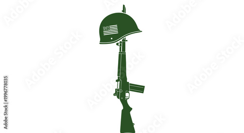 A solemn graphic representation honoring the sacrifice of military personnel, depicting a traditional battlefield cross memorial