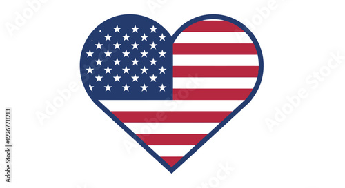 American Flag Heart Symbolizing Patriotism and National Pride