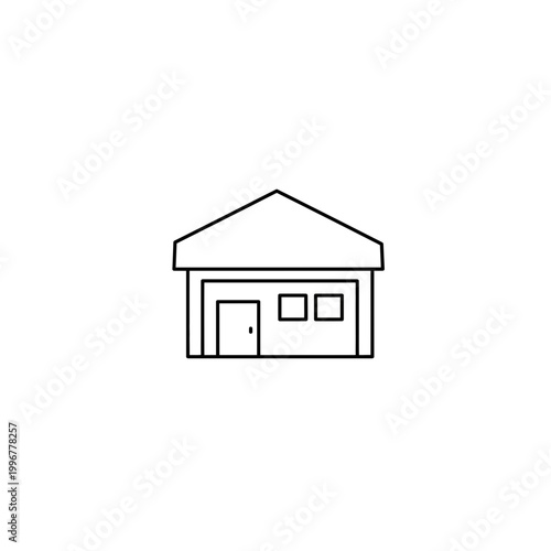 Simple minimalist outline icon of a storage facility or warehouse building