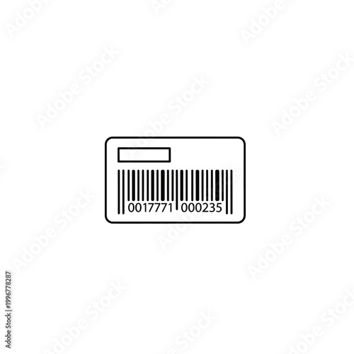 Simple line drawing of a barcode with blank field and serial number, inventory