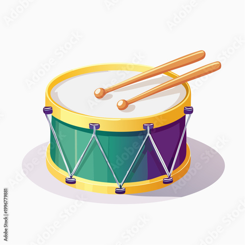 Cartoon Drum with Drumsticks