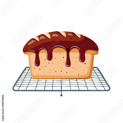 Chocolate Drizzled Loaf Cake on Cooling Rack