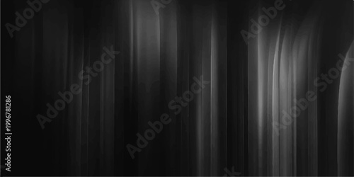 Abstract black and white striped curtains with a dark textured line pattern create a silver shine backdrop for a theater stage design illustration