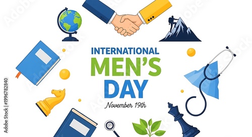 International Men's Day November 19th illustration with symbols