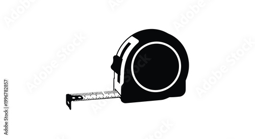 A black and white silhouette of a tape measure a tool for measurement silhouette