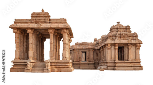 Hampi ruins of Vijayanagara Empire background isolated on a Transparent background, PNG file.