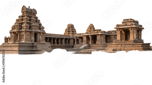 Hampi ruins of Vijayanagara Empire background isolated on a Transparent background, PNG file.