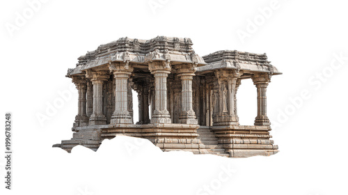 Hampi ruins of Vijayanagara Empire background isolated on a Transparent background, PNG file.