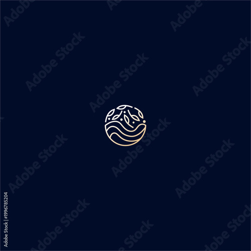 Natural leaf niche logo for environmental industry, featuring modern circular style. Ideal for organic wellness products, eco-friendly lifestyle branding, sustainable agriculture startups, meditation 