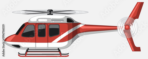 Red and white helicopter illustration isolated on white. This vector is suitable for web, presentations, advertisements, educational materials, toys design, and other graphic projects.