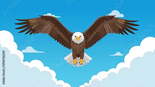 American bald eagle flying freely outdoors.