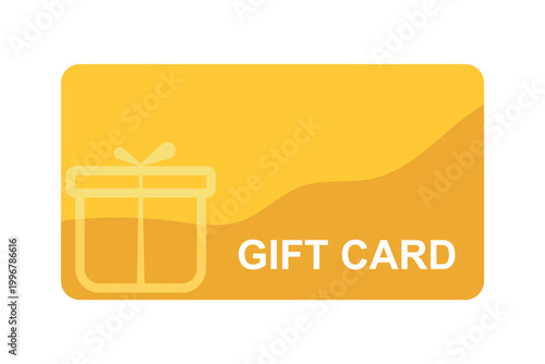 Modern gift card design with minimal style and warm yellow tones. Features a gift box icon and clean layout, ideal for vouchers, promotions, shopping rewards, and digital or physical retail use.