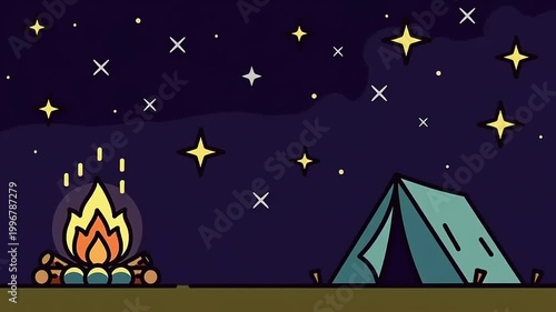 Camping Under Starry Night Sky.