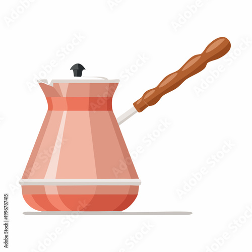 Flat design illustration of a cezve for brewing coffee