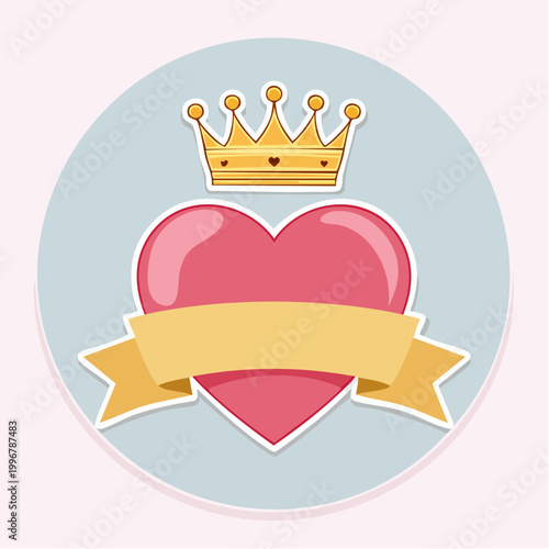 Heart with Crown and Ribbon