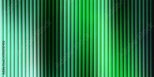 Abstract vertical lines create a dynamic visual texture with a smooth gradient moving across the frame from dark green shades to light turquoise colors, providing a modern and energetic backdrop.