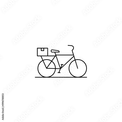 Bicycle delivery courier service line icon with two wheeler delivery transport