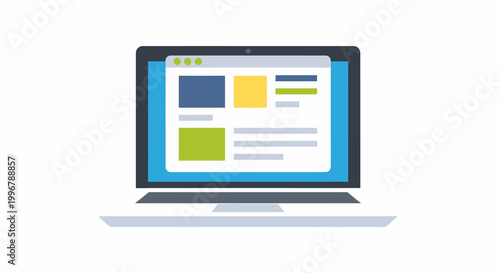 Sleek portable computer presenting a vibrant webpage, symbolizing connectivity, information access, and interactive online presence for modern users