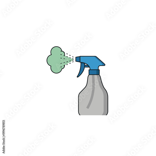 Spray bottle cleaning product icon with cleaning sanitizer chemical household