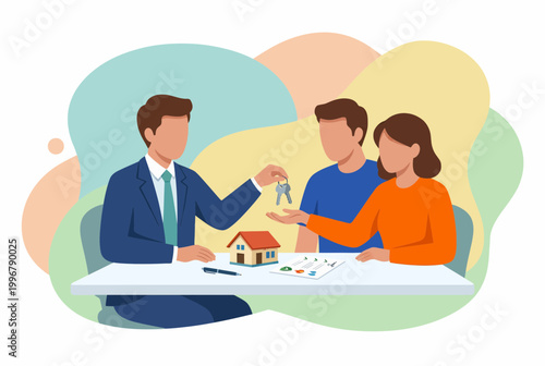 Home Insurance and Real Estate Deal Concept Illustration