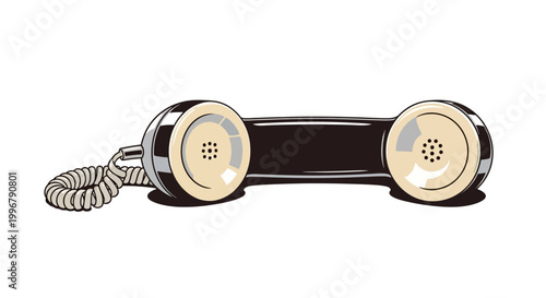 Vintage Black Telephone Handset Device.