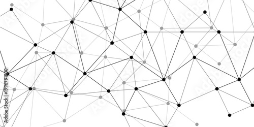 Vector Abstract network connections with nodes and lines, illustrating interconnectedness and data flow within technology.