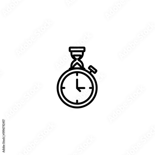 Stopwatch time management outline icon with stopwatch management deadline