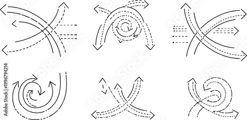 Curved Arrow and Directional Path Vector Icons for Navigation, Flow, and Process Design Projects