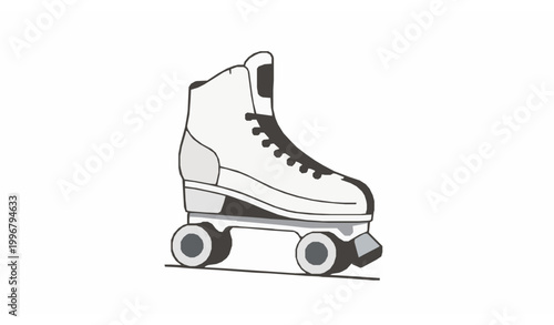 Retro Roller Skate Line Art Vector, Vintage Quad Skates Icon