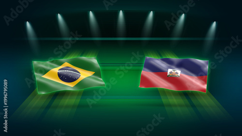 Εκτύπωση καμβά International Soccer Match Preview – Brazil vs Haiti with Flags