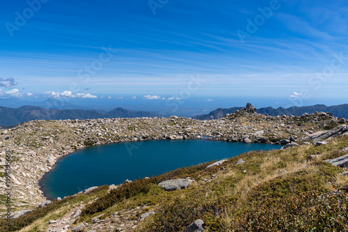 Lac de Bastani mountain lake in Corsican landscape