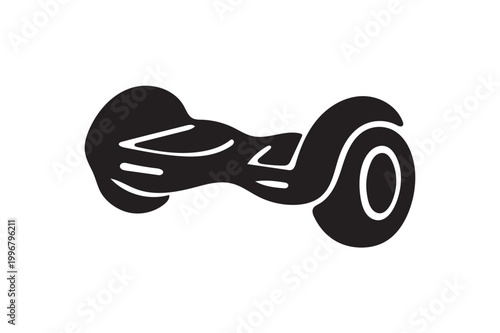 Futuristic Self Balancing Electric Scooter Silhouette Icon Set Bundle on White Background.