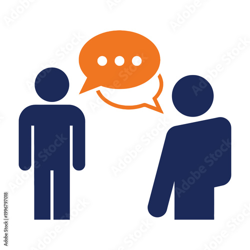 Two people talking in conversation with speech bubble