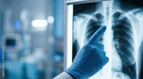 X ray scan medical chest lung radiology doctor hospital glove diagnosis Medical x ray scan radiology room doctor hand glove point chest lung monitor for diagnosis screening and healthcare