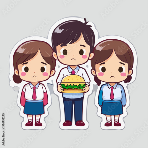 Sad Children with Hamburger