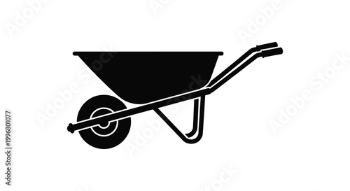 A black silhouette of a wheelbarrow a common garden tool silhouette
