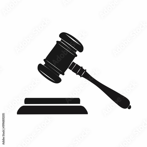 Black silhouette of a judge's gavel and sound block