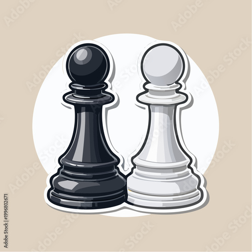 Black and White Chess Pawns