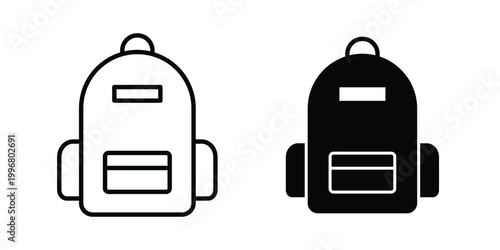 Backpack icon design project. Editable clipart and line icons