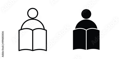 Book open reader icon design project. Editable clipart and line icons