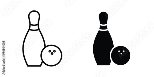 Bowling icon design project. Editable clipart and line icons