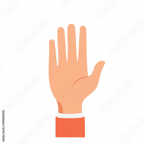 Hand raised in stop gesture