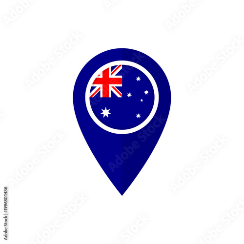 Map marker or pointer with Australian flag. Location pin icon with flag of Australia