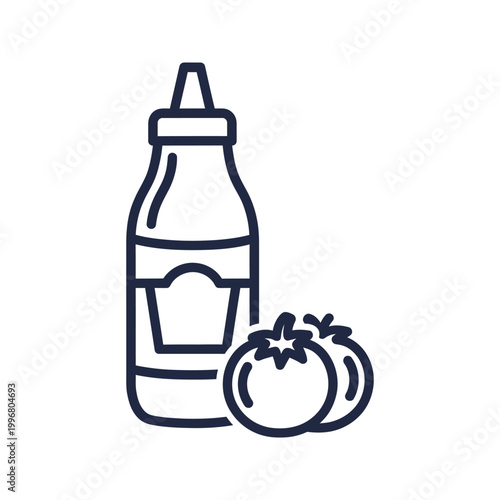 ketchup bottle with tomatoes isolated on transparent background